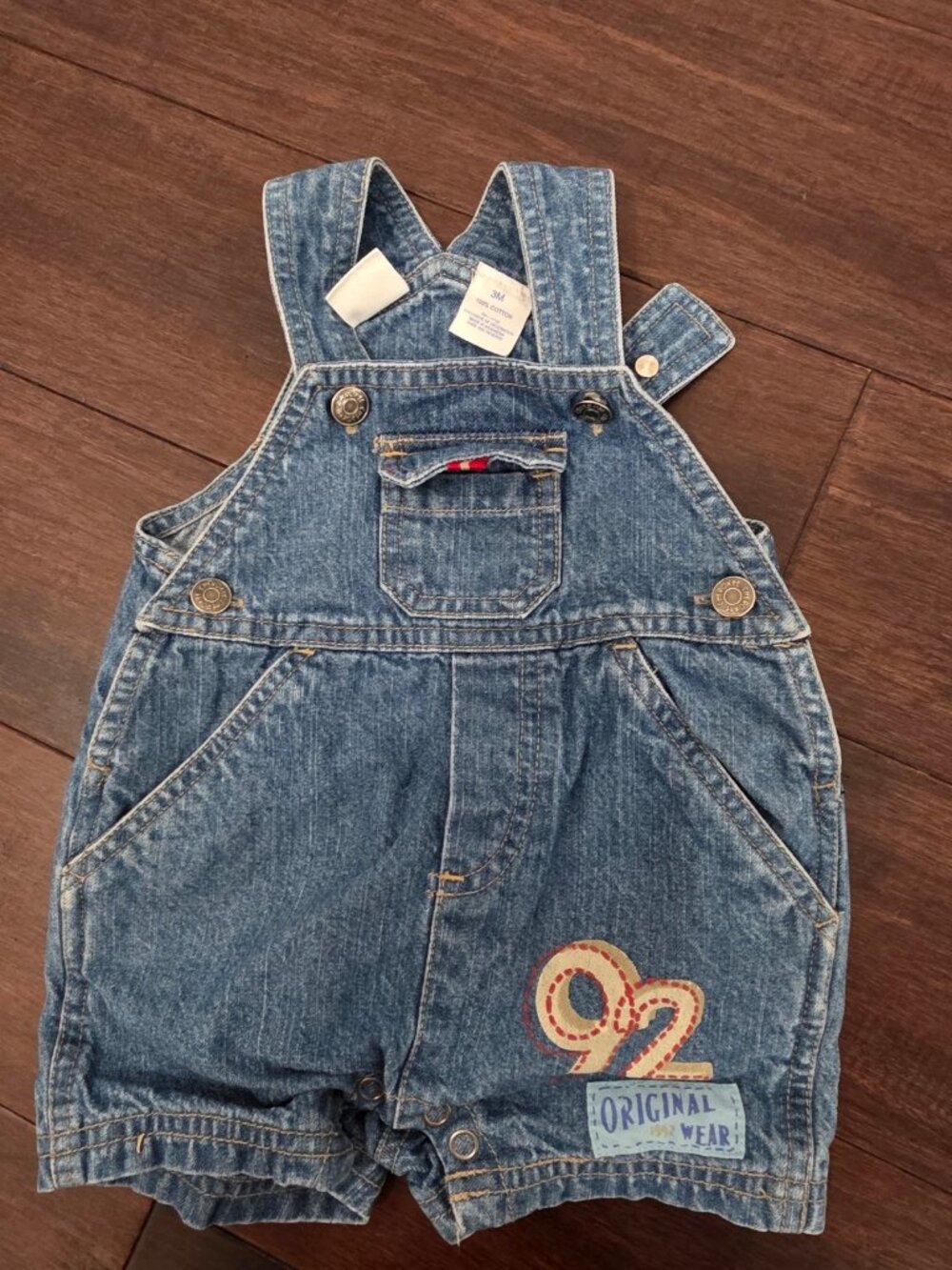 Vintage Baby Cherokee 3 M Denim Short Overalls Snap Closure So Cute